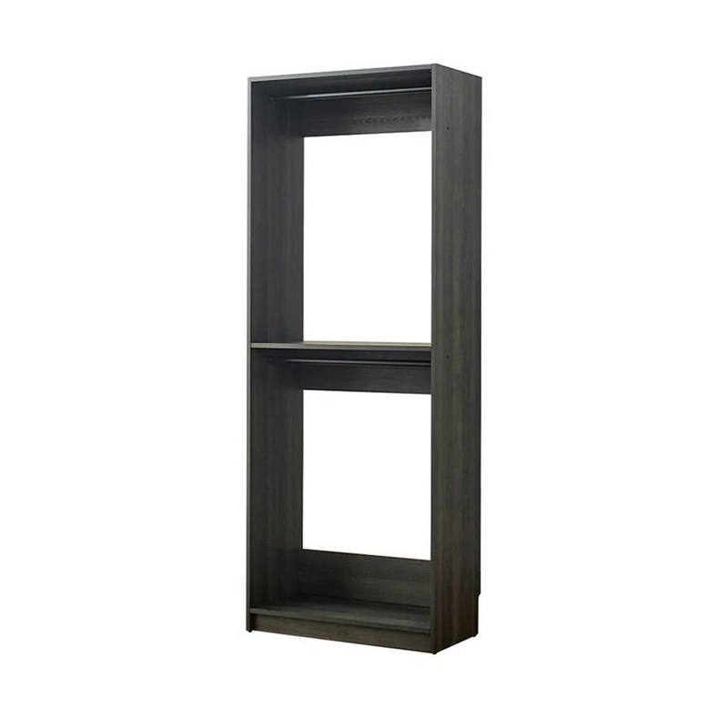 Benjara Dee Modular Closet System- 2 Compartments- 2 Hanging Rods- Black Finish
