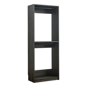 Benjara Dee Modular Closet System- 2 Compartments- 2 Hanging Rods- Black Finish