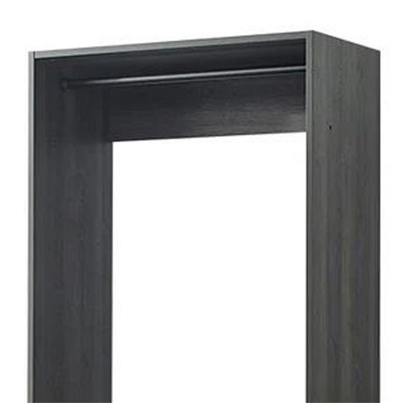 Benjara Dee Modular Closet System- 1 Metal Hanging Rod and 1 Shelf- Black Finish