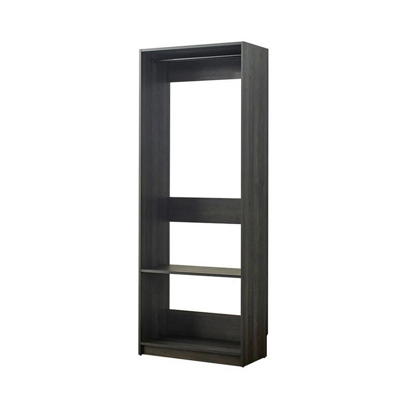 Benjara Dee Modular Closet System- 1 Metal Hanging Rod and 1 Shelf- Black Finish