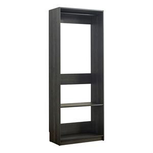 Benjara Dee Modular Closet System- 1 Metal Hanging Rod and 1 Shelf- Black Finish