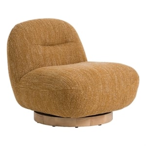 Benjara Cid Luisa 33&quot Swivel Accent Chair- Orange Polyester- Solid Wood Frame