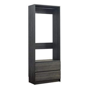 Benjara Dee Modular Closet System- 1 Metal Hanging Rod & 2 Drawer- Black Finish
