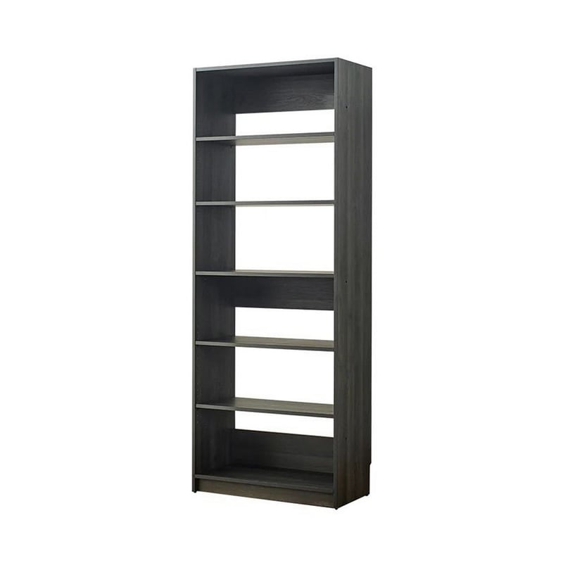 Benjara Dee Modular Closet System- 5 Tier Storage Shelves- Black Wood Finish