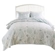 Benjara Amy 3pc Full Queen Coverlet Pillow Sham Set- Coastal Design Seafoam Blue