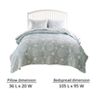 Benjara Amy 3pc Cal King Coverlet & Pillow Sham Set-Coastal Design-Seafoam Blue