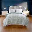 Benjara Amy 3pc Cal King Coverlet & Pillow Sham Set-Coastal Design-Seafoam Blue