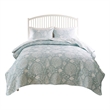 Benjara Amy 3pc Cal King Coverlet & Pillow Sham Set-Coastal Design-Seafoam Blue
