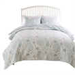Benjara Amy 3pc Cal King Coverlet & Pillow Sham Set-Coastal Design-Seafoam Blue
