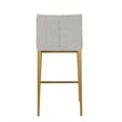 Benjara Cid Kinn Counter Stool Chair Set of 2- Light Gray Polyester- Brass Steel