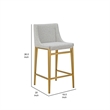 Benjara Cid Kinn Counter Stool Chair Set of 2- Light Gray Polyester- Brass Steel