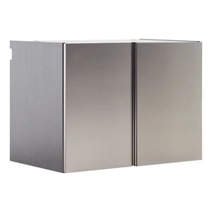 Benjara Osy Wall Mounted Storage Garage Cabinet- 2 Shelves- Double Door- Gray