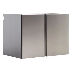 Benjara Osy Wall Mounted Storage Garage Cabinet- 2 Shelves- Double Door- Gray