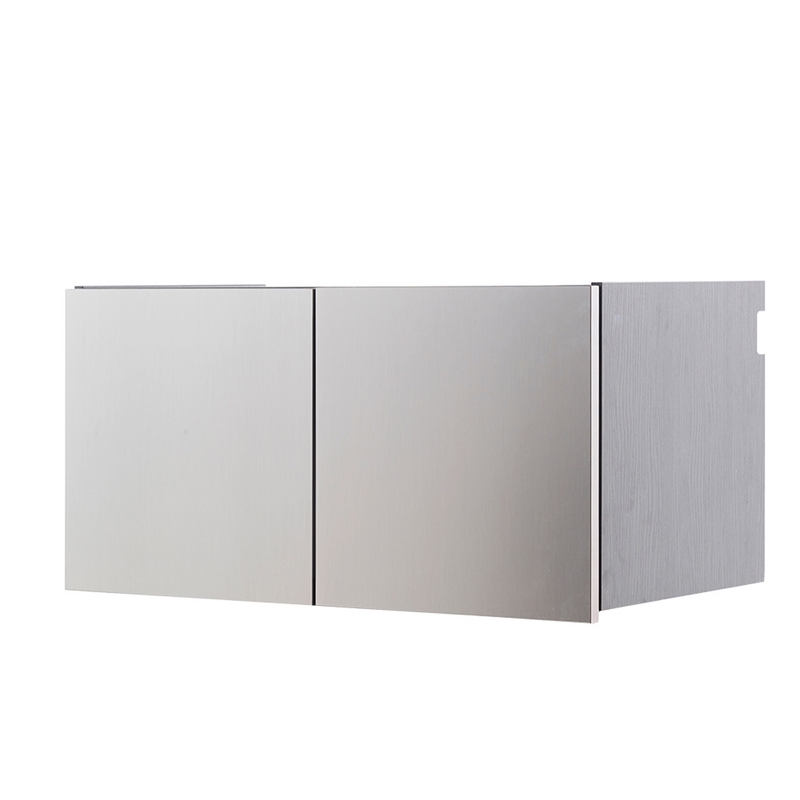 Benjara Osy Wall Mounted Garage Cabinet- 2 Wide Shelves- Double Door- Gray