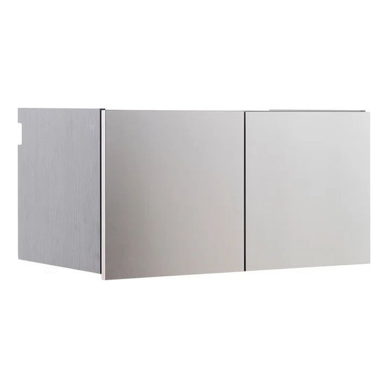 Benjara Osy Wall Mounted Garage Cabinet- 2 Wide Shelves- Double Door- Gray
