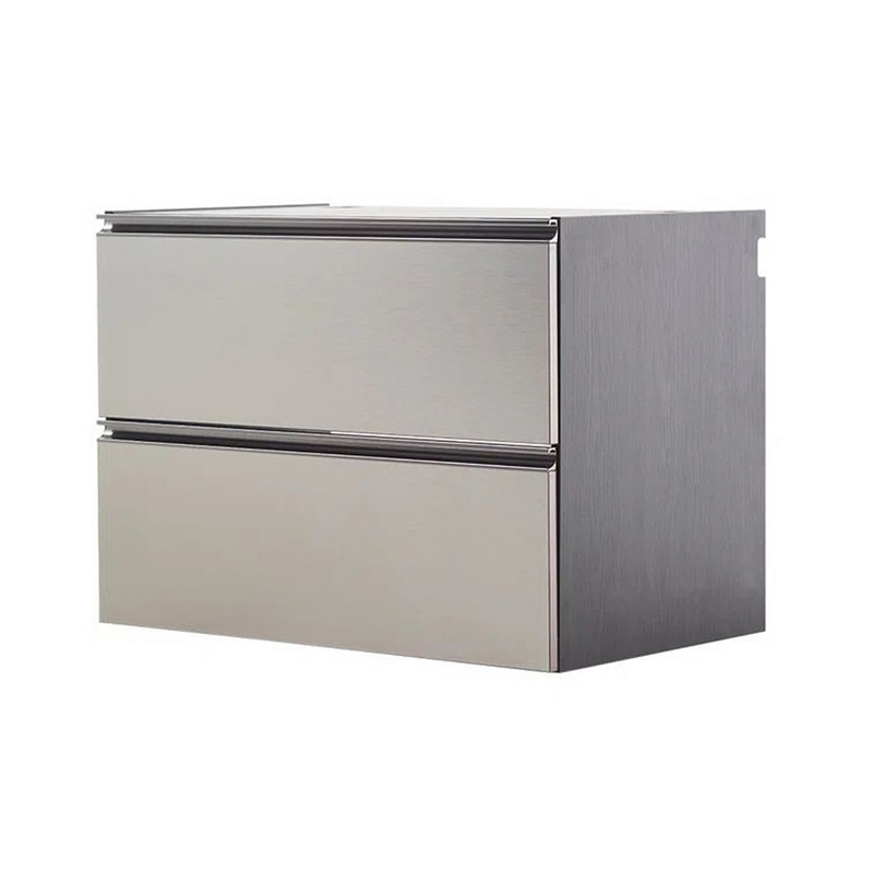 Benjara Osy Wall Mounted Garage Utility Cabinet- 2 Sliding Drawers- Gray- Chrome