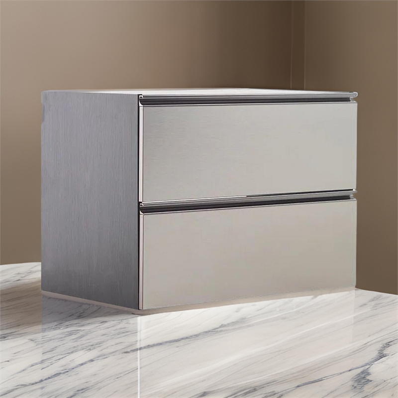 Benjara Osy Wall Mounted Garage Utility Cabinet- 2 Sliding Drawers- Gray- Chrome