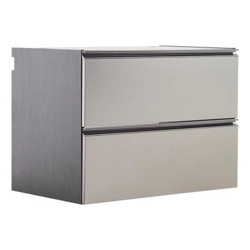 Benjara Osy Wall Mounted Garage Utility Cabinet- 2 Sliding Drawers- Gray- Chrome