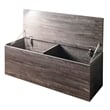 Benjara Lean Storage Bench Chest w/ Safety Hinges- Lift Top- Farmhouse Gray Wood