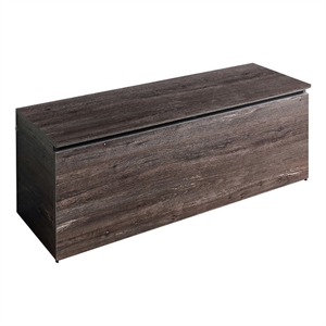 Benjara Lean Storage Bench Chest w/ Safety Hinges- Lift Top- Farmhouse Gray Wood