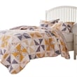 Benjara Jey 2pc XL Twin Quilt & Pillow Sham Set- Patchwork Pinwheel Print- Peach