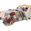 Benjara Lily 3pc King Quilt and Pillow Sham Set- Assorted Patchwork- Multicolor