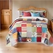 Benjara Lily 3pc King Quilt and Pillow Sham Set- Assorted Patchwork- Multicolor