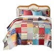 Benjara Lily 3pc King Quilt and Pillow Sham Set- Assorted Patchwork- Multicolor