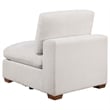 Benjara Lahe Modular Armless Sofa Chair- Brown Tapered Legs- Soft Ivory White