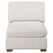 Benjara Lahe Modular Armless Sofa Chair- Brown Tapered Legs- Soft Ivory White