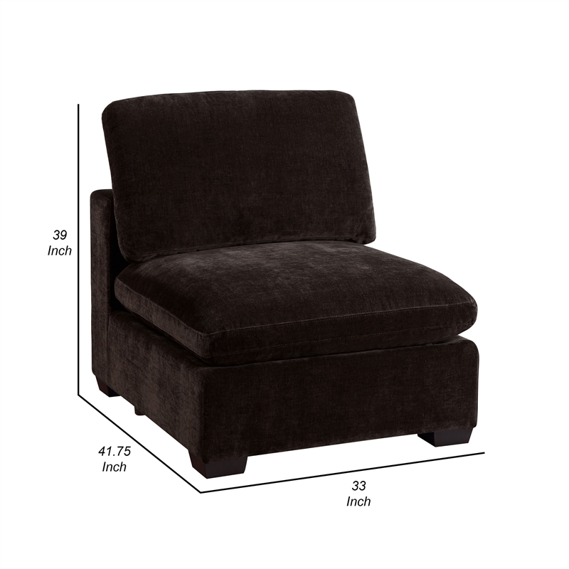 Benjara Lahe Modular Armless Sofa Chair- Modern Tapered Legs- Soft Brown Fabric