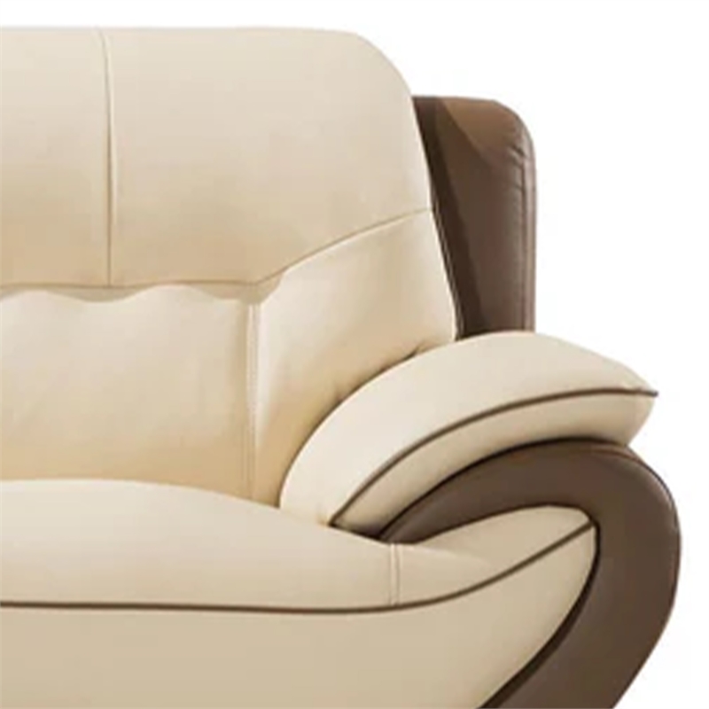 Benjara Diana Loveseat- Plush 2 Tone Brown and Cream Genuine Leather- 67 Inch