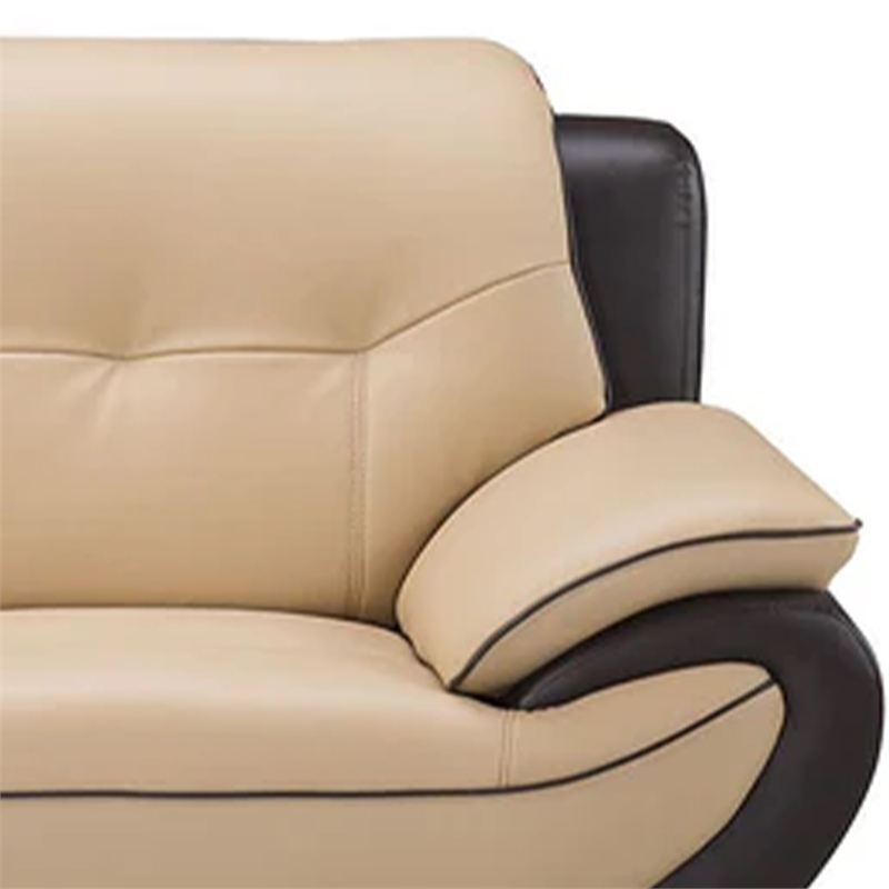 Benjara Diana Accent Chair- 2 Tone Brown Beige Genuine Leather