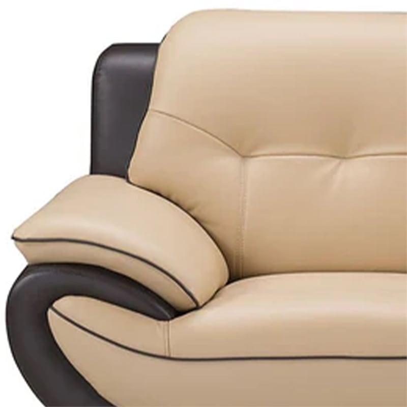 Benjara Diana Accent Chair- 2 Tone Brown Beige Genuine Leather