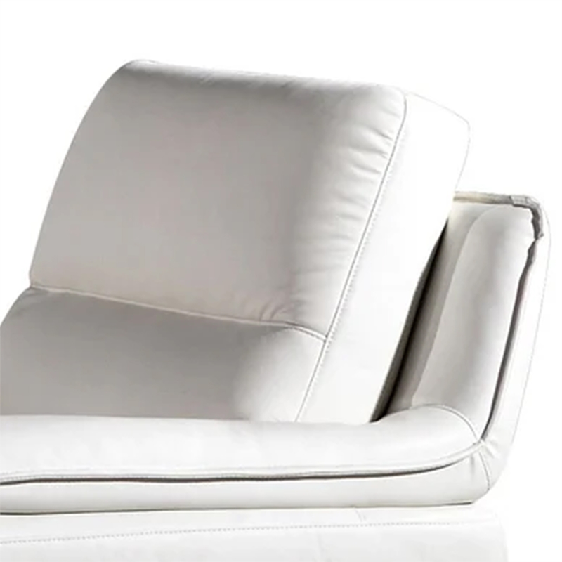 Benjara Ben Accent Chair- White Genuine Leather- Steel Legs- Pillow Top Armrests