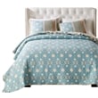 Benjara Ello 3pc Full Size Quilt and Pillow Sham Set- Bohemian Print Multicolor