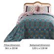 Benjara Ello 3pc King Bedspread and Pillow Sham Set- Red Blue Bohemian Stripes