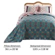 Benjara Ello 3pc King Bedspread and Pillow Sham Set- Red Blue Bohemian Stripes