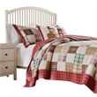 Benjara Evi 3pc Full Queen Quilt and Pillow Sham Set- Plaid Pattern- Multicolor