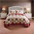 Benjara Evi 3pc Full Queen Quilt and Pillow Sham Set- Plaid Pattern- Multicolor
