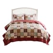 Benjara Evi 3pc Cal King Quilt and Pillow Sham Set- Plaid Pattern- Multicolor