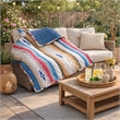 Benjara Rey 50 x 60 Quilted Throw Blanket-Ivory Multicolor Stripes Chevron Print
