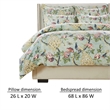 Benjara Sia 2pc XL Twin Duvet & Pillow Sham Set-Floral Jade Print Button Closure