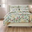 Benjara Sia 2pc XL Twin Duvet & Pillow Sham Set-Floral Jade Print Button Closure