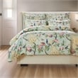 Benjara Sia 2pc XL Twin Duvet & Pillow Sham Set-Floral Jade Print Button Closure