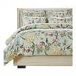 Benjara Sia 2pc XL Twin Duvet & Pillow Sham Set-Floral Jade Print Button Closure