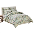 Benjara Sia 2pc XL Twin Duvet & Pillow Sham Set-Floral Jade Print Button Closure