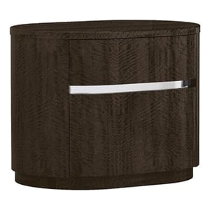 Benjara Cary Nightstand with Storage- Dark Walnut Brown- Steel Handle- 28 Inch