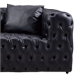 Benjara Sam Sofa- Black Tufted Faux Leather- Throw Pillows- Chesterfield- 84