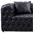 Benjara Sam Sofa- Black Tufted Faux Leather- Throw Pillows- Chesterfield- 84